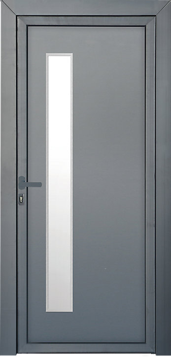 Porte d'entrée FORTIA pvc anthracite RAL 7016 Gatteo 96 x h.218 cm poussant droit