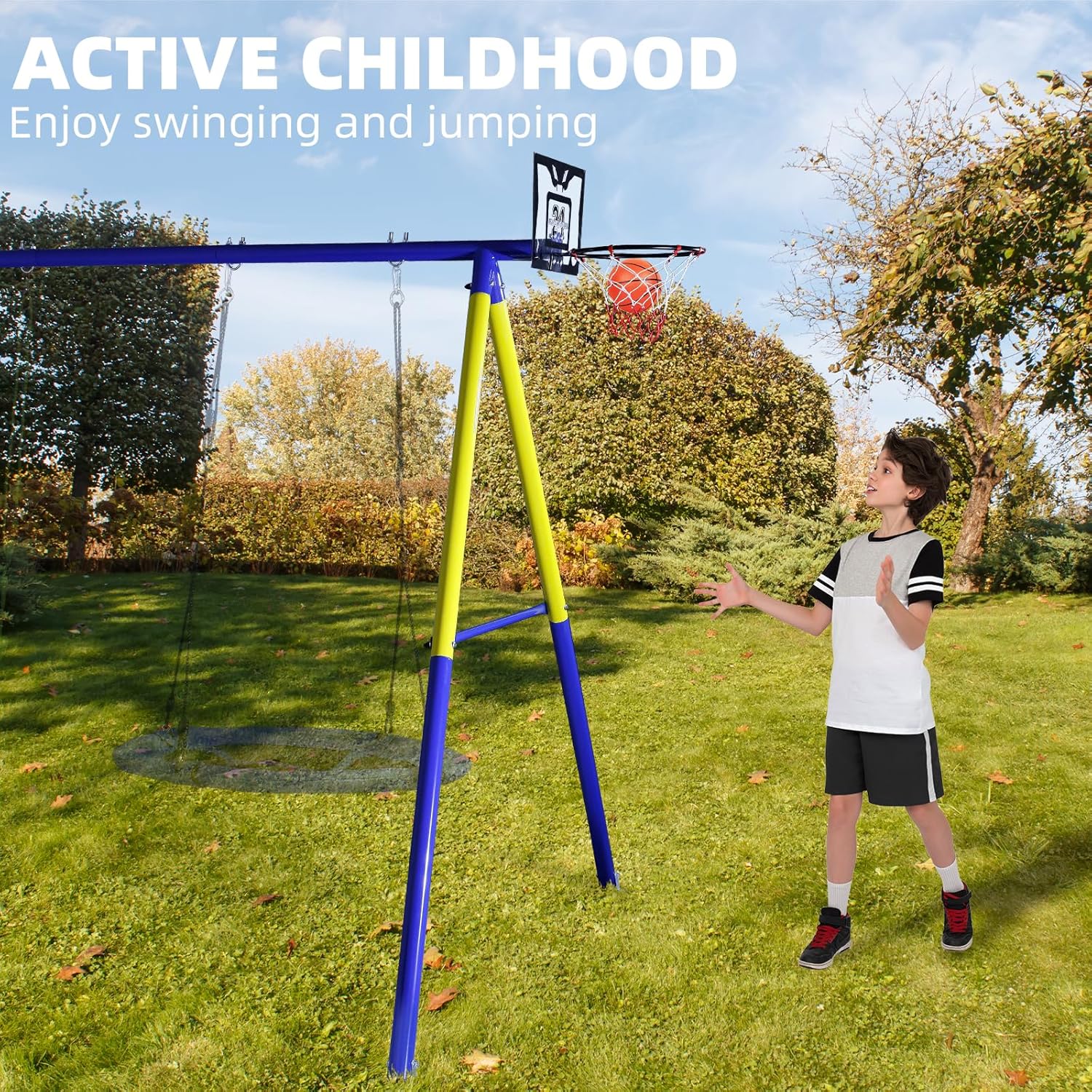 CCLIFE Schaukelgestell Outdoor 200 kg Schaukelgerüst für Nestschaukel Kinderschaukel, Schaukel Gestell für Garten ZERRO