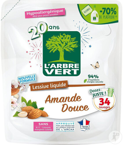 Arbre Vert Recharge Lessive Liquide Amande Douce 1,53l