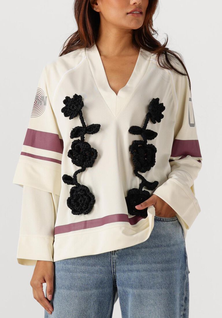 ecru ganni top cycora jersey oversized long sleeve