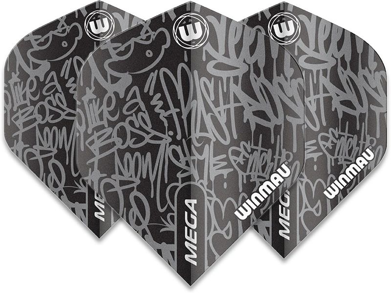Winmau Dartflight, Schwarz, 3 Stück Profi-Flights mit einem coolen Design