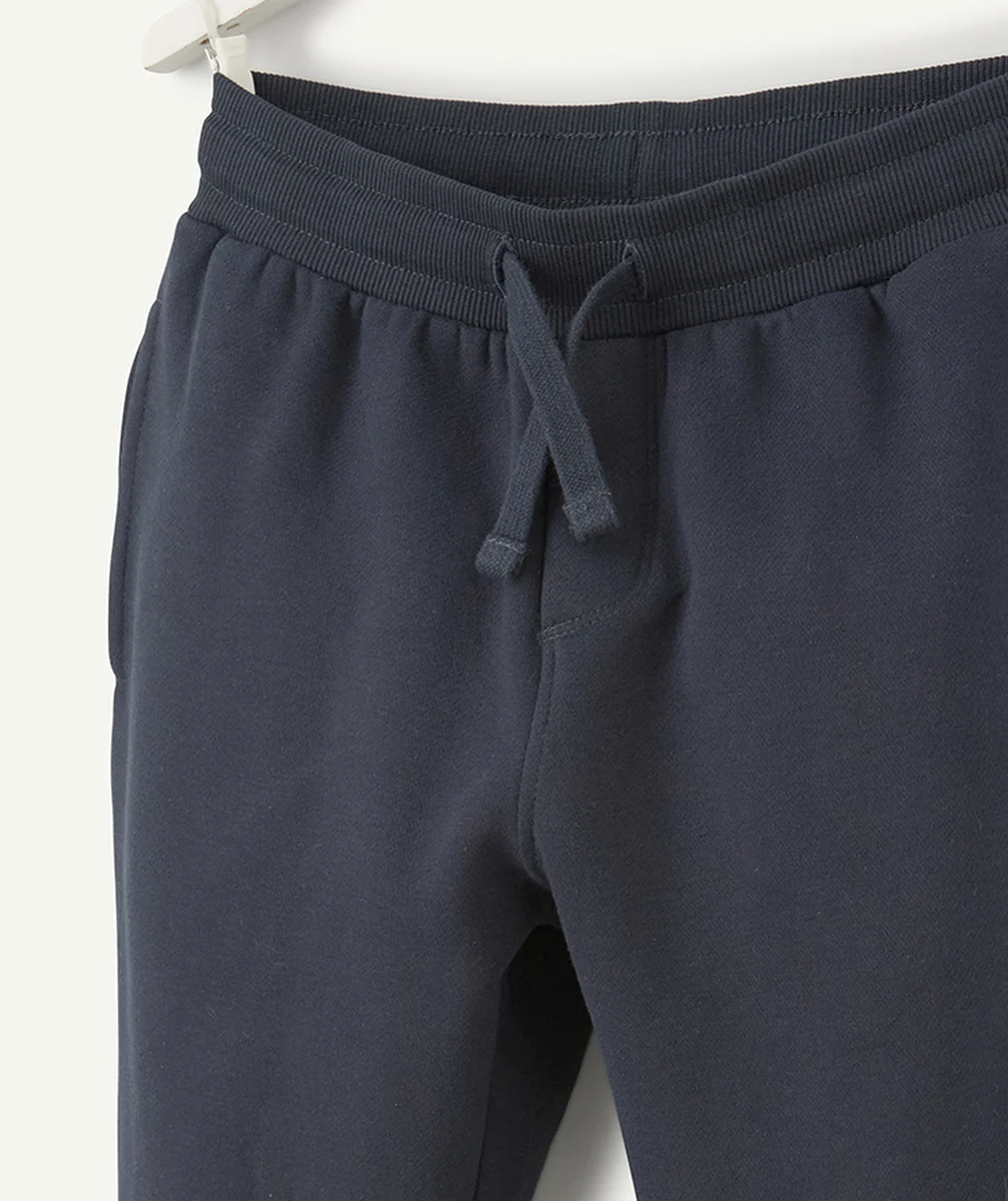 PANTALON DE JOGGING GARÇON EN MAILLE BLEU MARINE