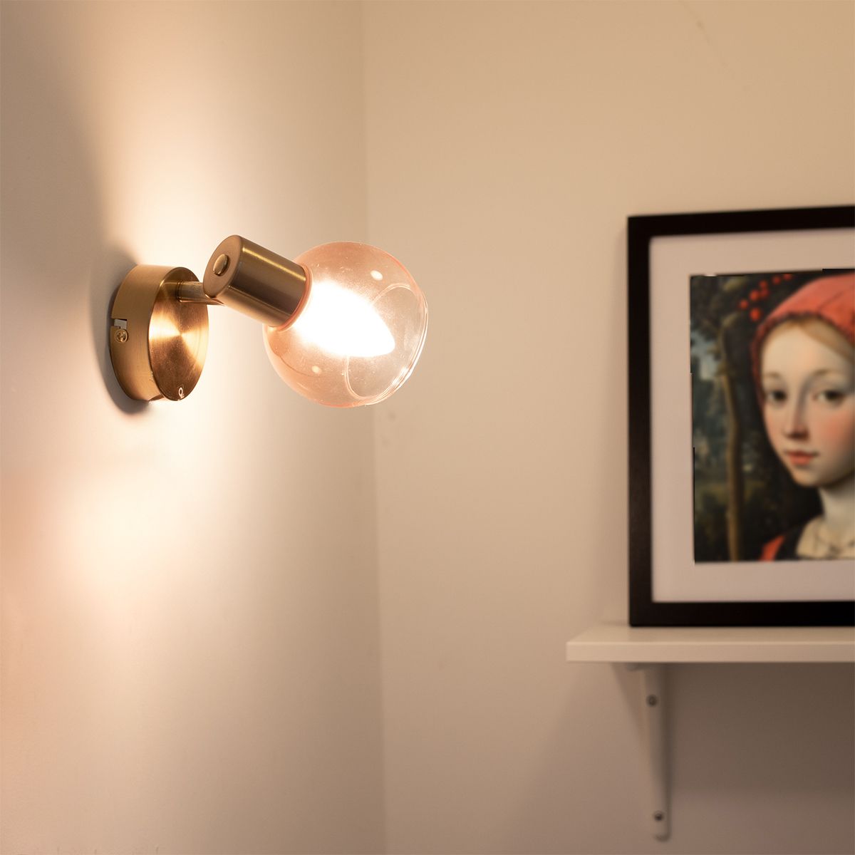 Art Deco spot goud met roze glas - Vidro