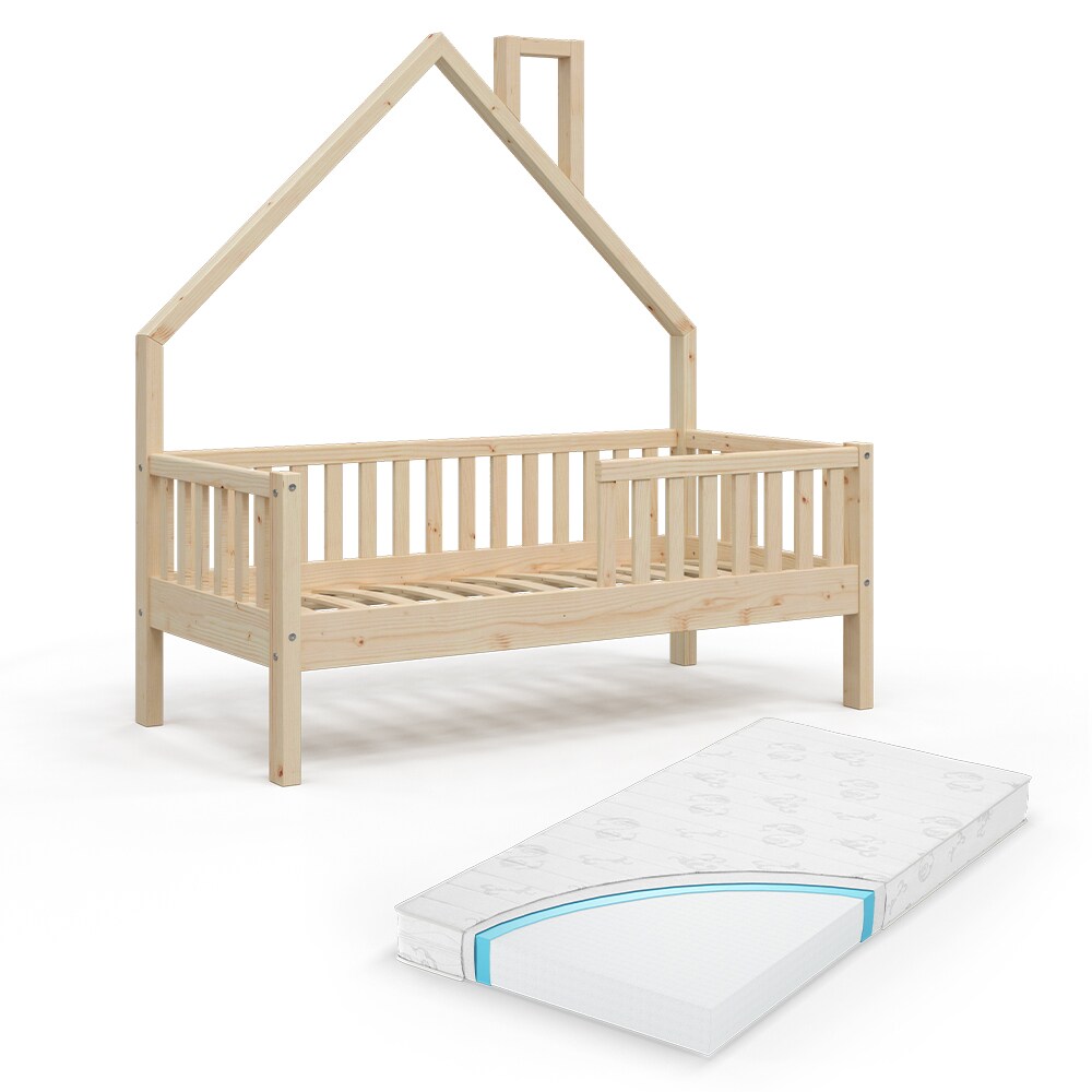VitaliSpa Hausbett Kinderbett Spielbett Noemi 70x140cm inkl. Matratze natur