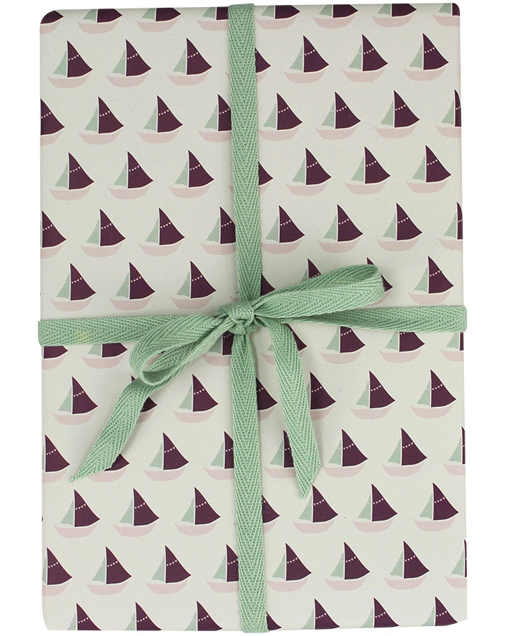 Geschenkpapier SCHIFFCHEN 3er-Set in aubergine/rose