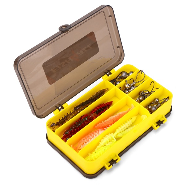 Fish4all Ribbed Softbait & Jighead Box (60 Pièces)