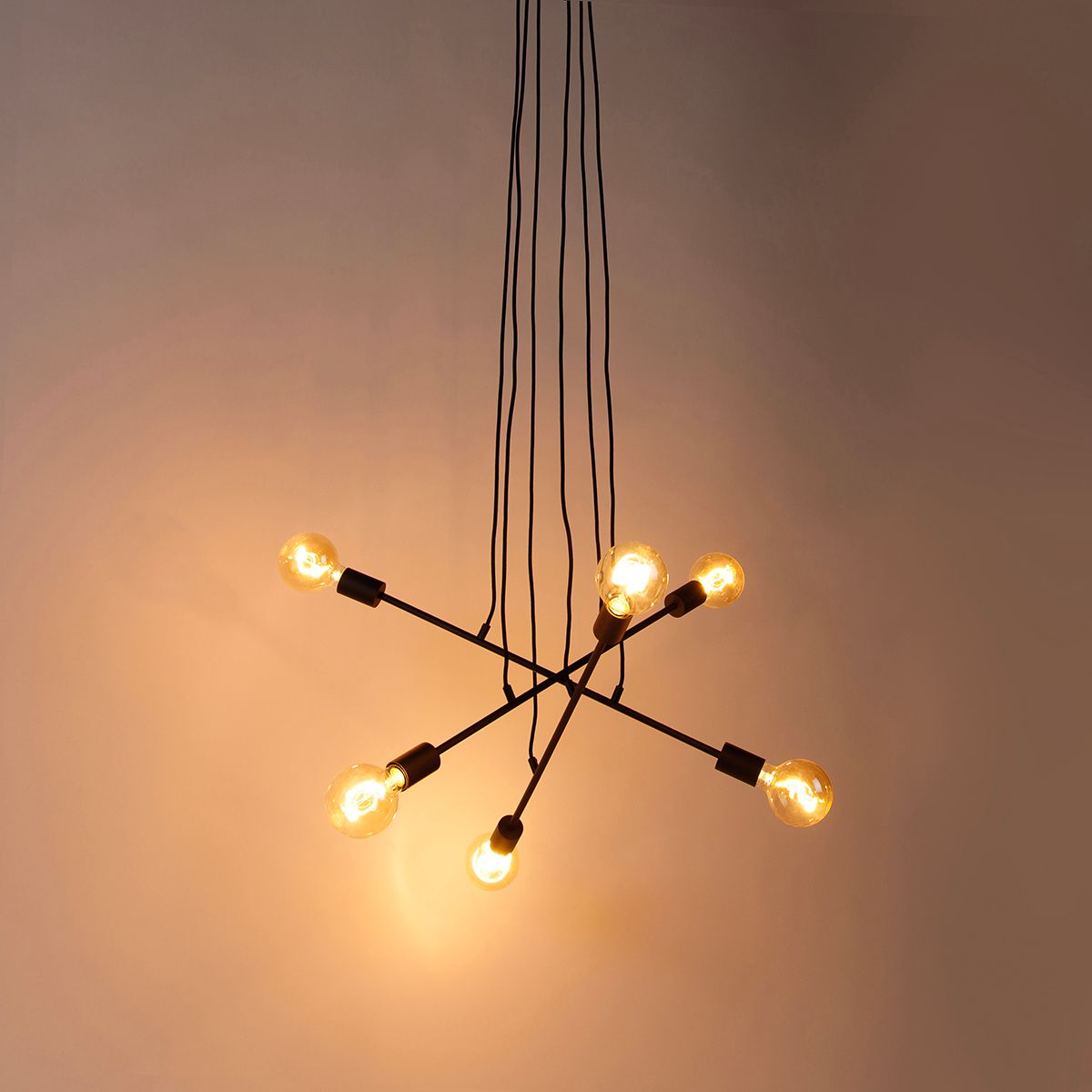 Moderne hanglamp zwart 80 cm 6-lichts - Sydney