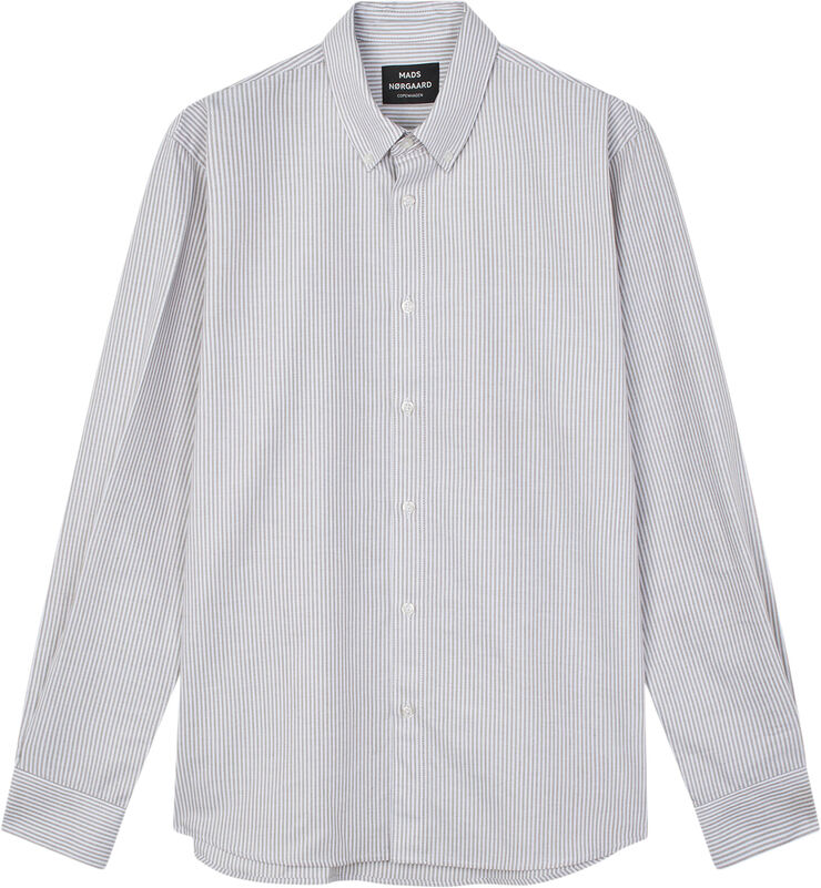 Mads Nørgaard - Copenhagen Cotton Oxford Sune Stripe Shirt BD Hvid grå striber