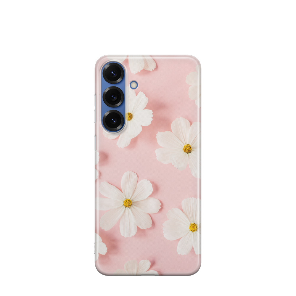 Samsung Galaxy S25 Plus Gummi Hülle Tanz der weissen Blüten - Weiss