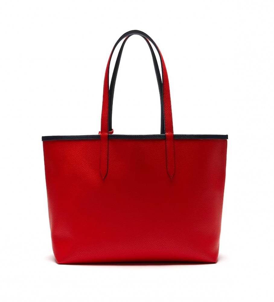 Bolsa reversível Lacoste Anna, azul-marinho/vermelha - 47x30x14 cm -