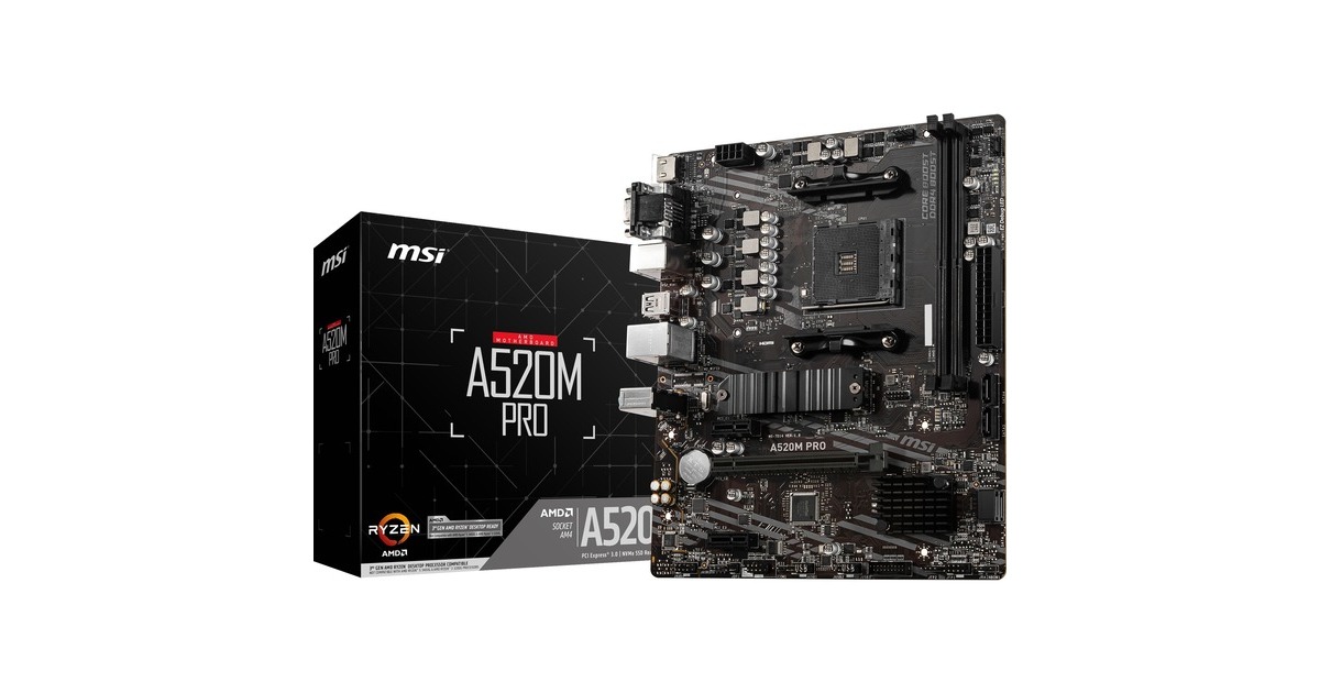 MSIA520M Pro socket AM4 moederbord  (RAID, Gb-LAN, Sound, µATX)