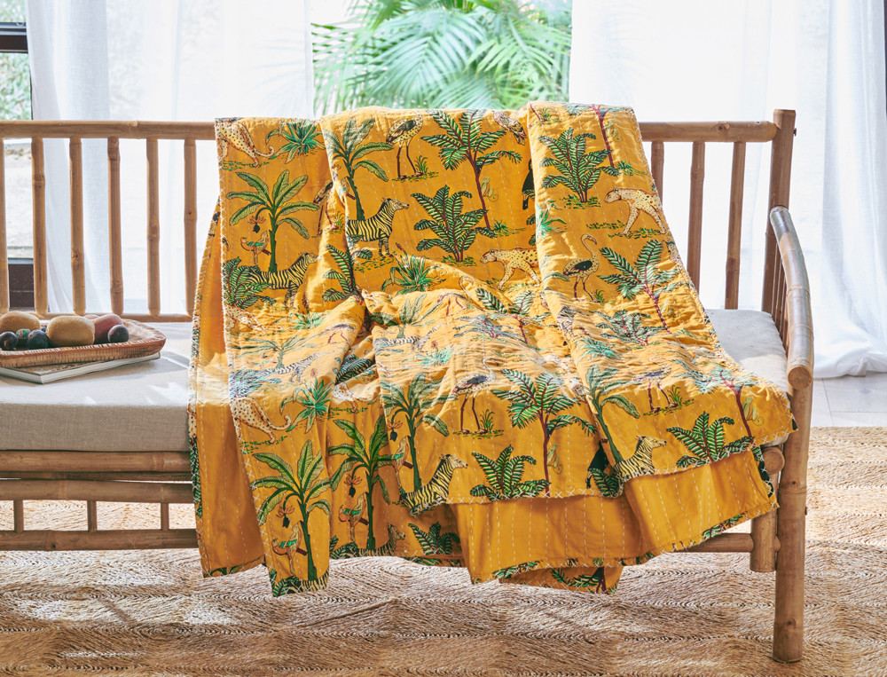 Plaid jaune-Pause tropicale