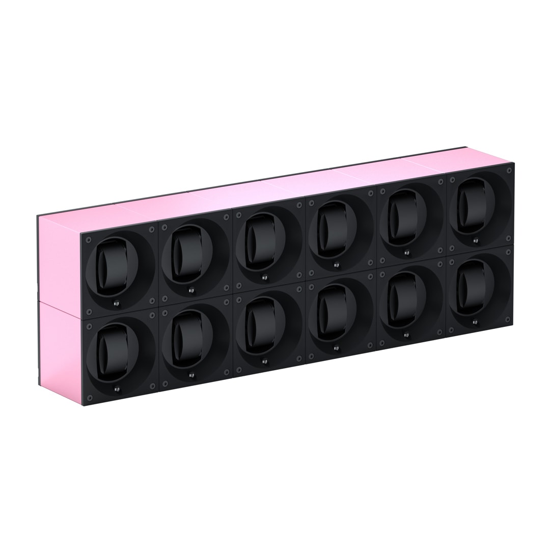 SwissKubik Masterbox Aluminium Rosa - 12 Uhren