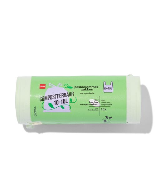 15 sacs pour poubelles à pédale compostables 15L