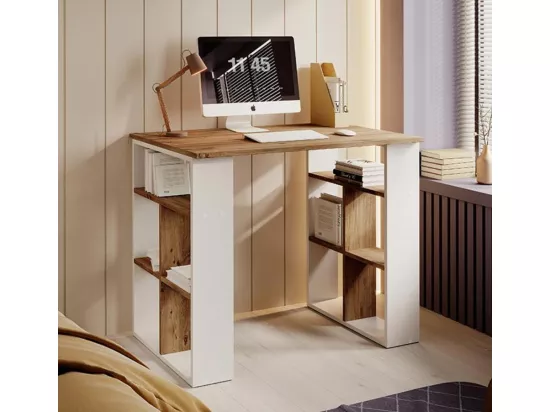 Bureau pour Chambre Bureau en Blanc et Pin Atlantique avec 90x60x74cm Urban