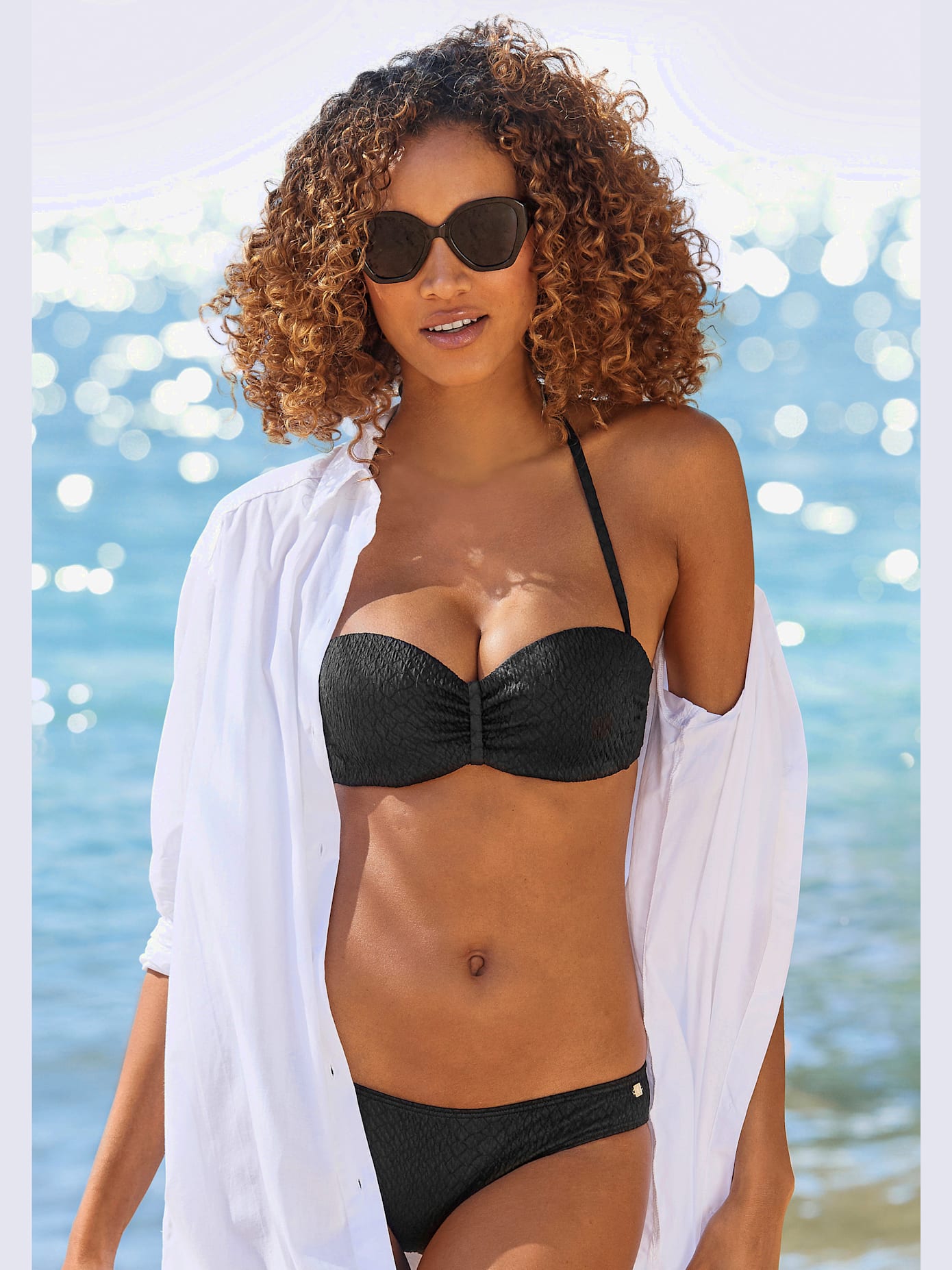 Maillot de bain bandeau à armatures qualité structurée élégante au look animal