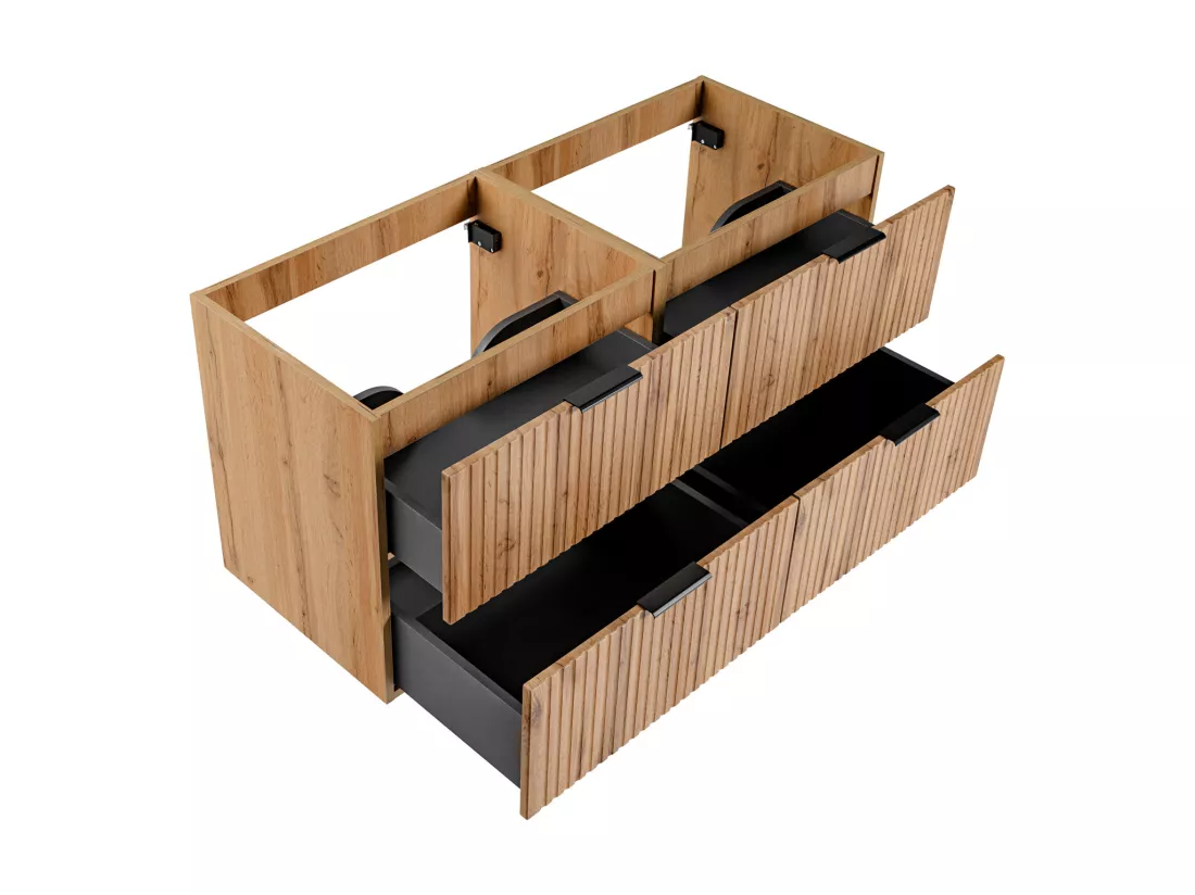Meuble sous vasque suspendu strié - Naturel clair - L120 cm - ZEVARA