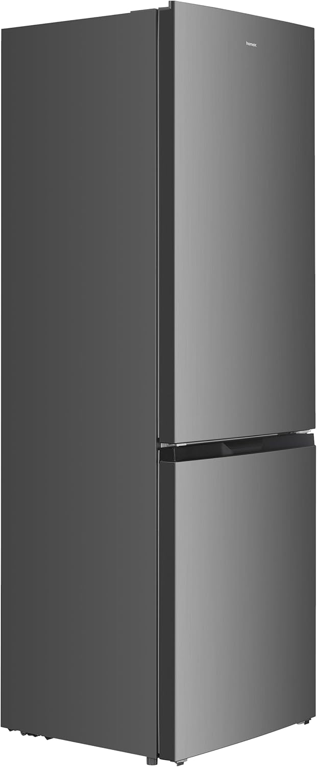 homeX Kühlschrank mit Gefrierfach, Kühl-Gefrier-Kombination freistehend, groß - 315 Liter, 4-Sterne Gefrieren, Super-Frost-Funktion, leise Kühlgefrierkombi, EEK C, XXL Kühl Gefrierkombination silber