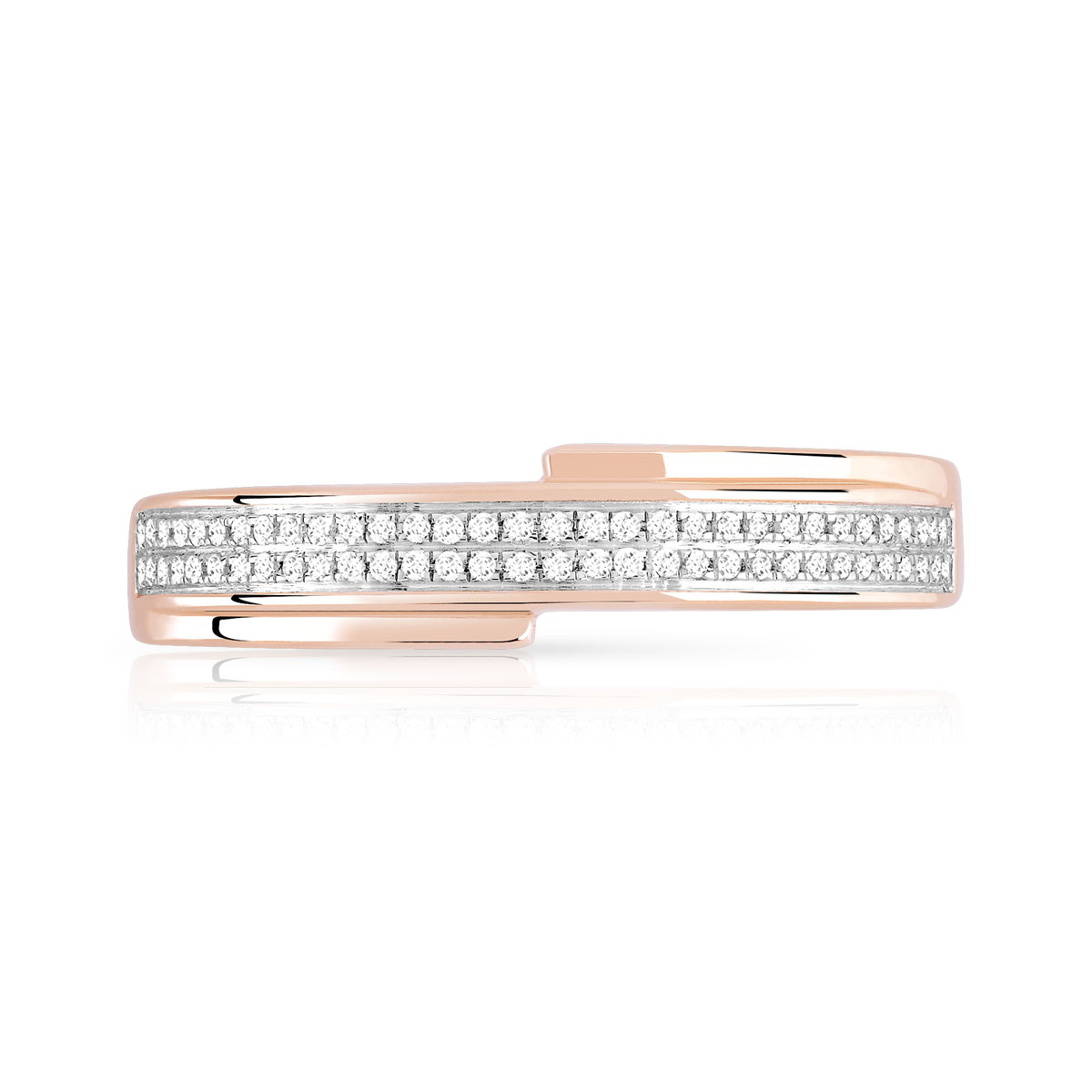 Bague or 375 rose 2 tons diamants