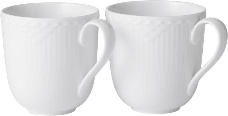Royal Copenhagen Hvid Halvblond krus 2stk 37cl Hvid