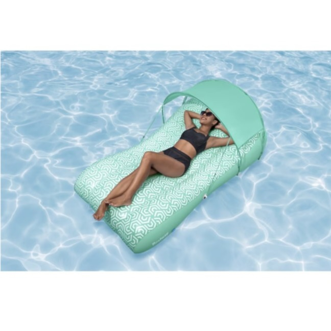 (175cm) Comfy Chill Shaded Lounge Grosse Aufblasbare Wasser Luftmatratze Liegesofa Badeinsel mit Sonnendach (43729) - Grün