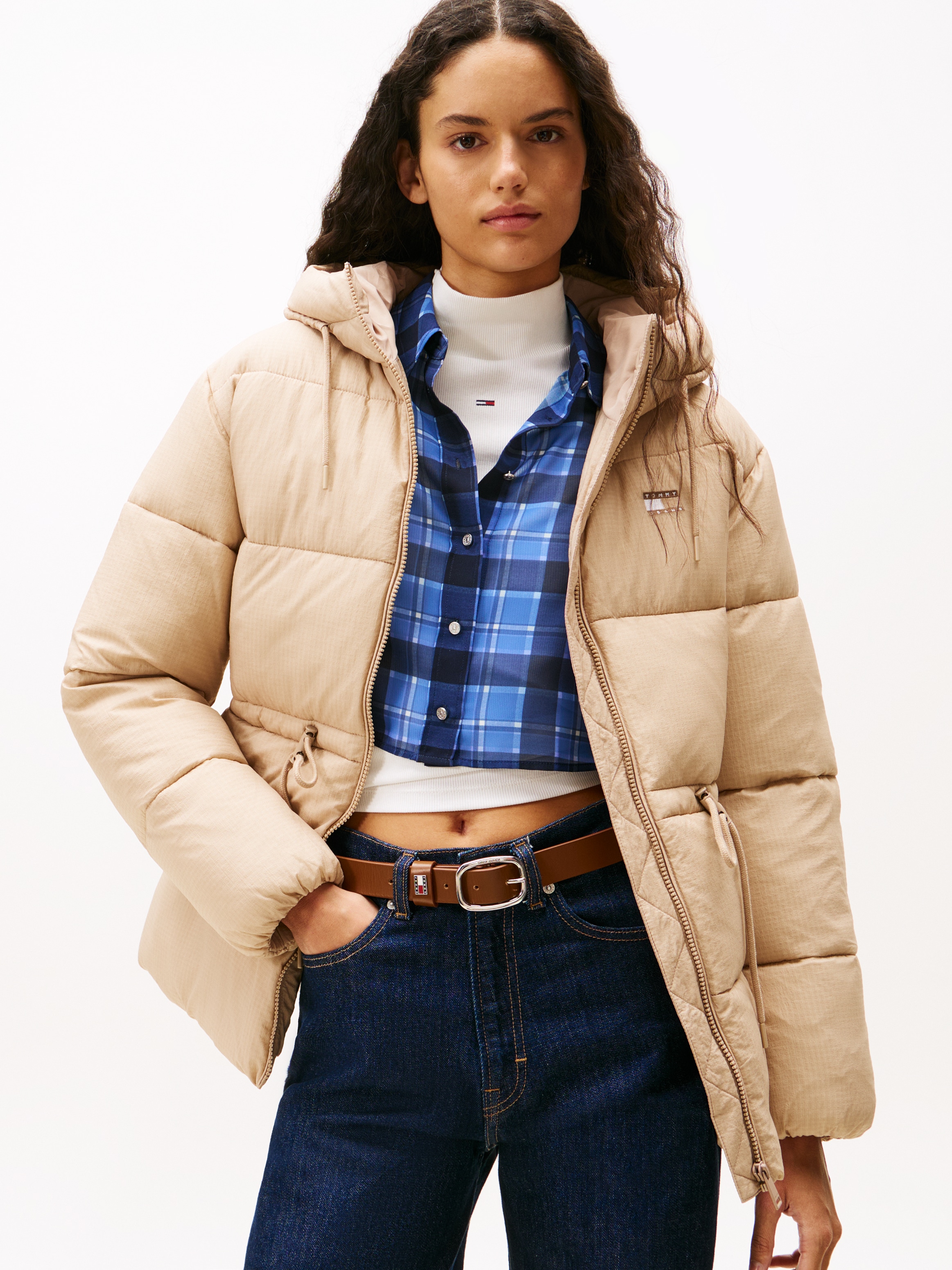 Tommy Jeans Steppjacke »TJW HOODED MIDI PUFFER JACKET« mit Kapuze