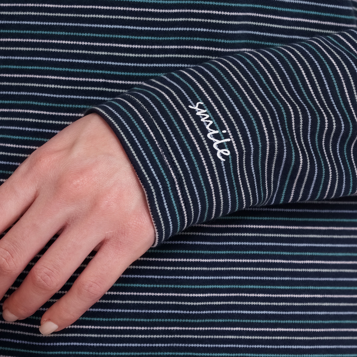 Gina Damen Langarmshirt im Ringel-Look dunkelblau