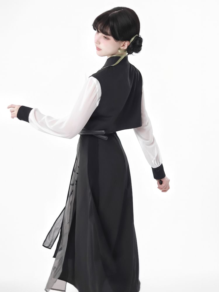 Florimi - Mandarijnkraag Effen Bamboe Geborduurd Vest