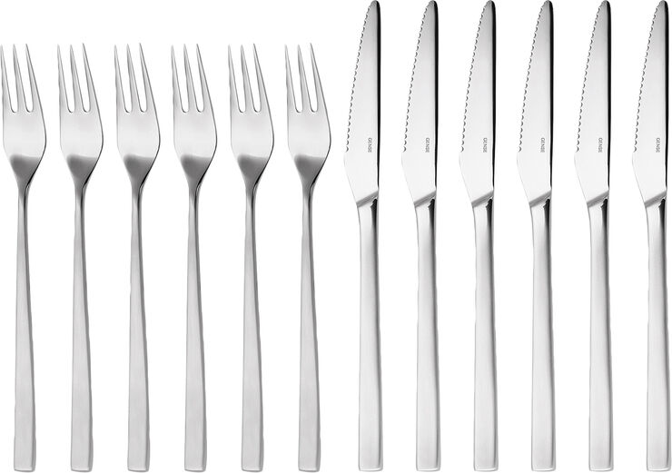 Gense Steakbestik/grillbestik Fuga 12 dele Mat/Blank stål Mat/blank stål