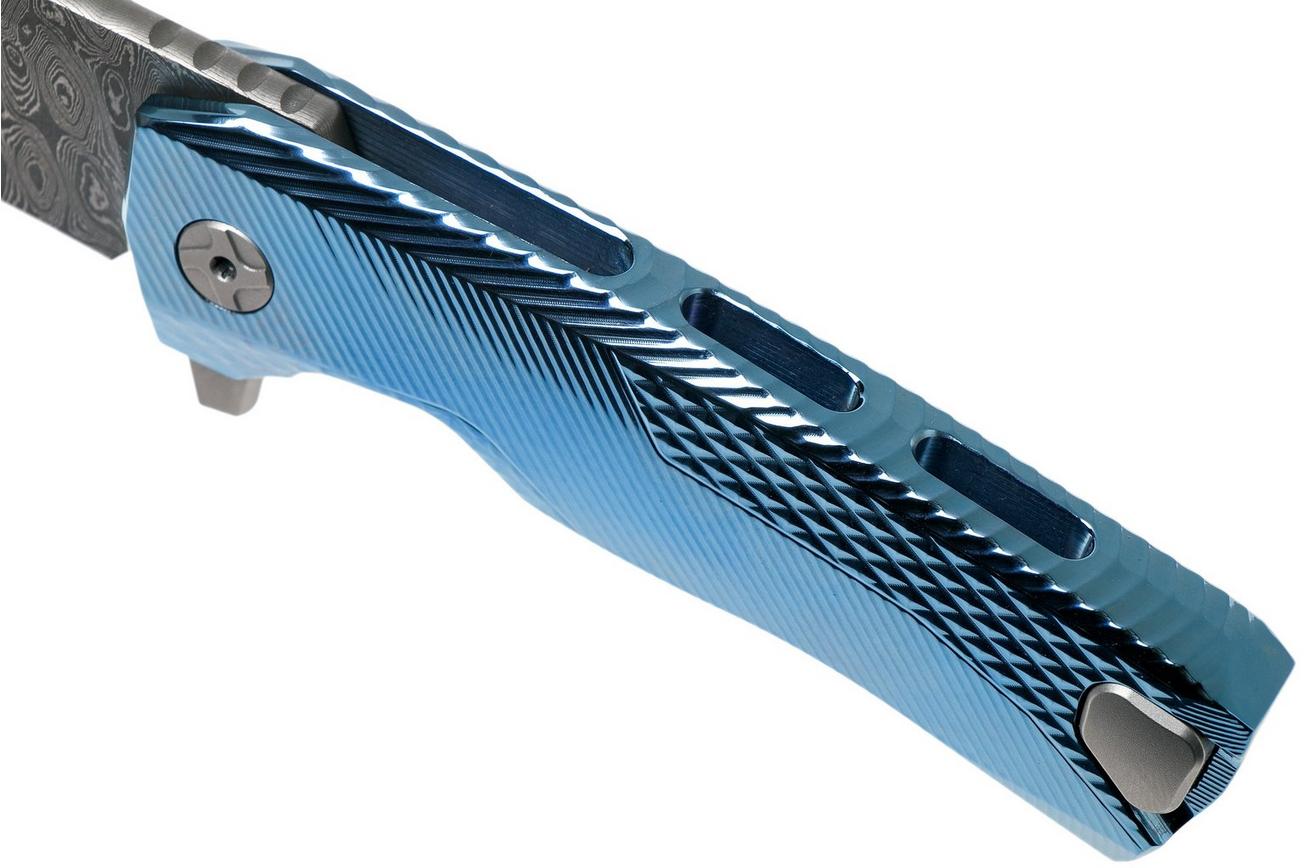 LionSteel ROK Damascus Blue Titanium ROK DD BL zakmes