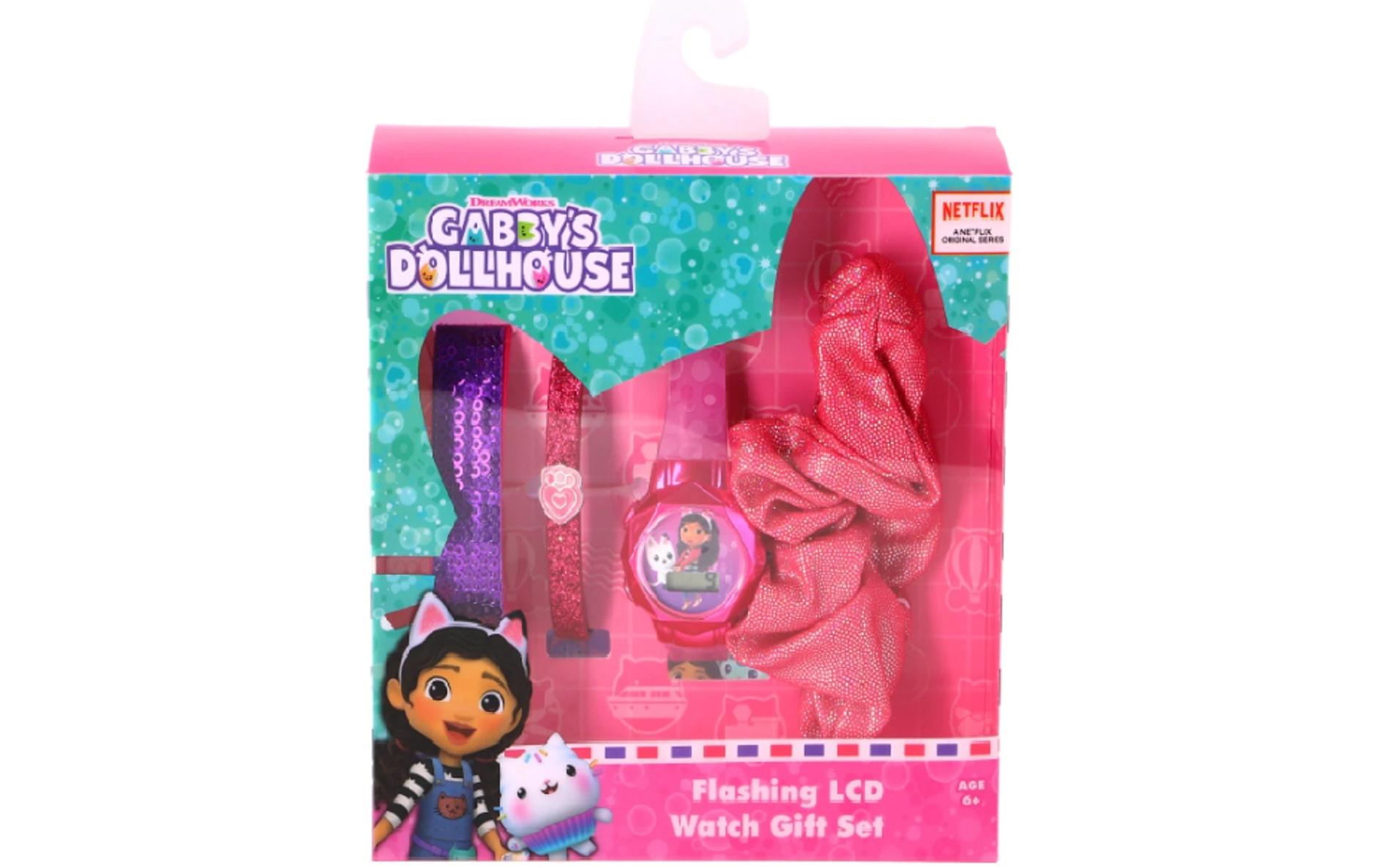 LCD Uhr Geschenkset Gabbys Doll Blau/LilaLeuchtende Kinderuhr mit digitaler Anzeige