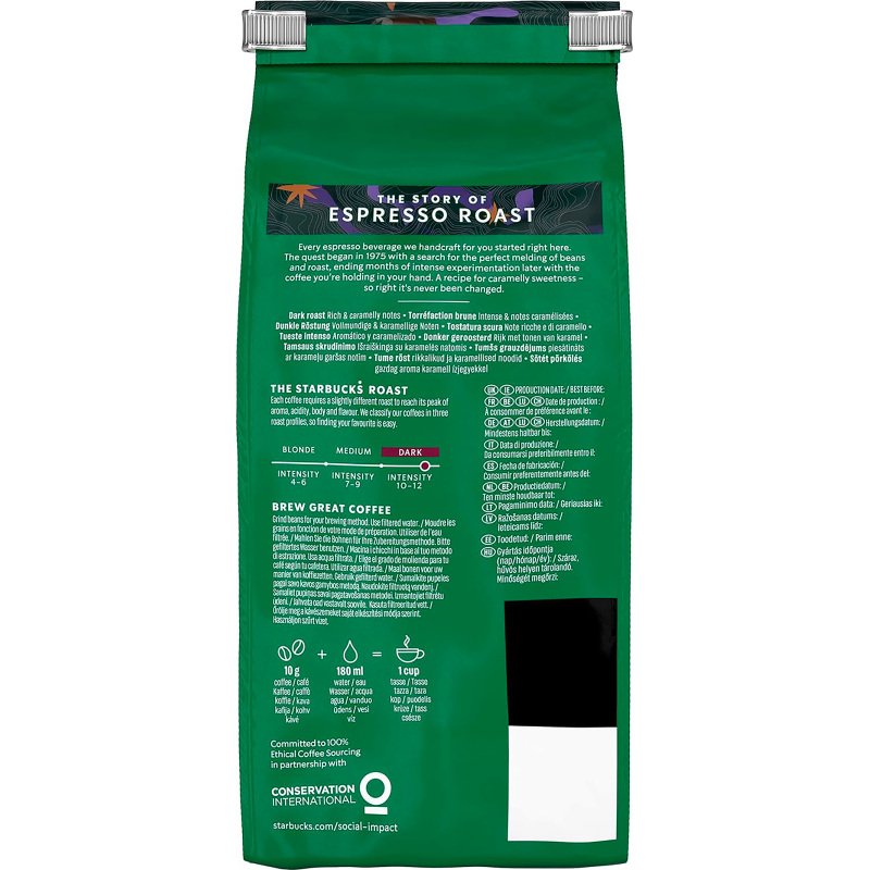 Café en grains Starbucks Dark espresso 100 % Arabica - paquet de 450 g