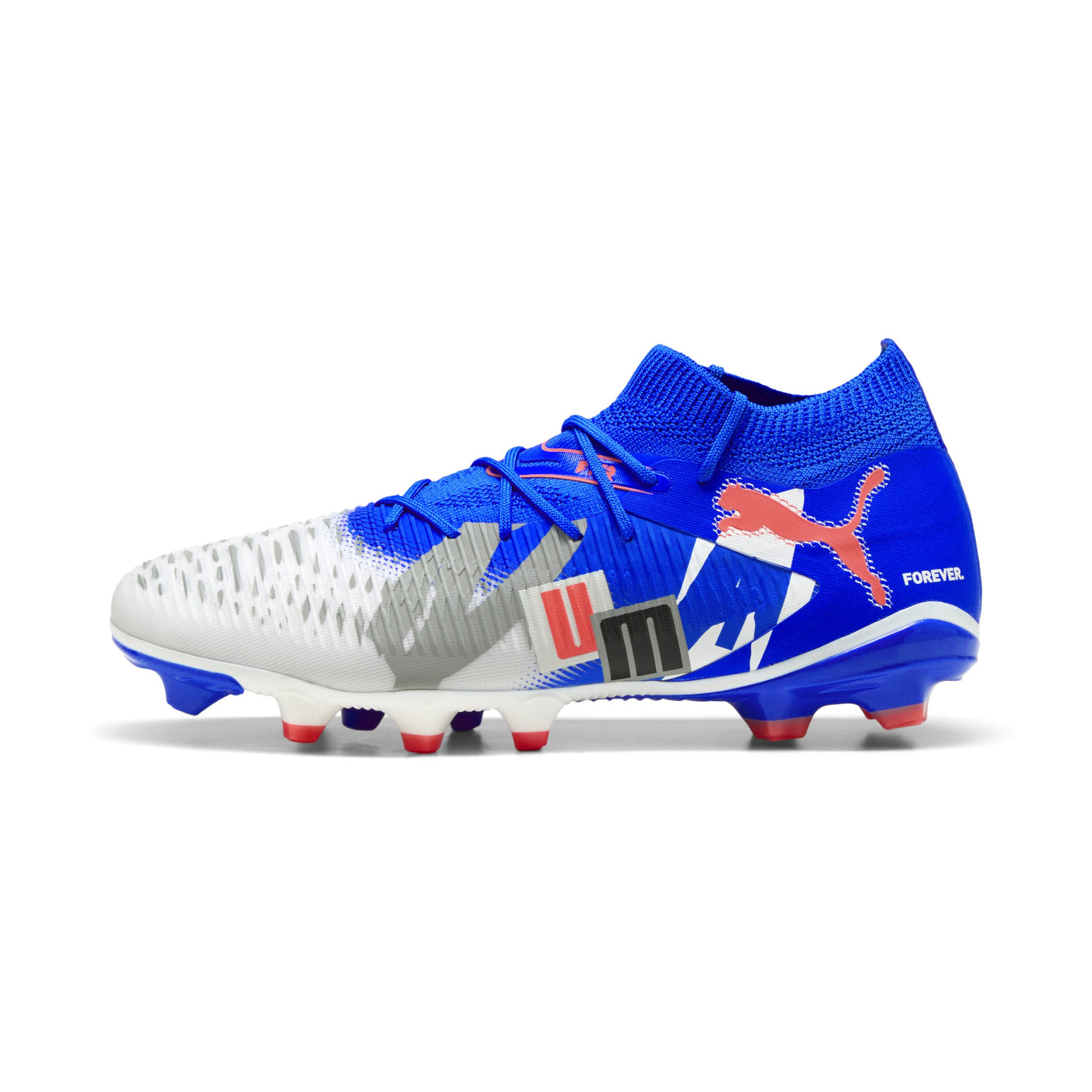 PUMA Future 8 Match Forever Gras / Kunstgras Voetbalschoenen (MG) Wit Blauw Oranje