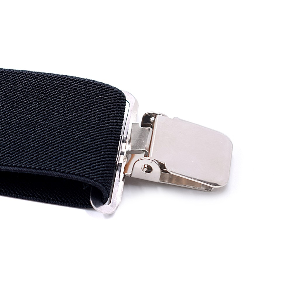 (100cm) Elastische Hosenträger Anti-Rutsch Suspenders mit Clip Verschluss - Schwarz