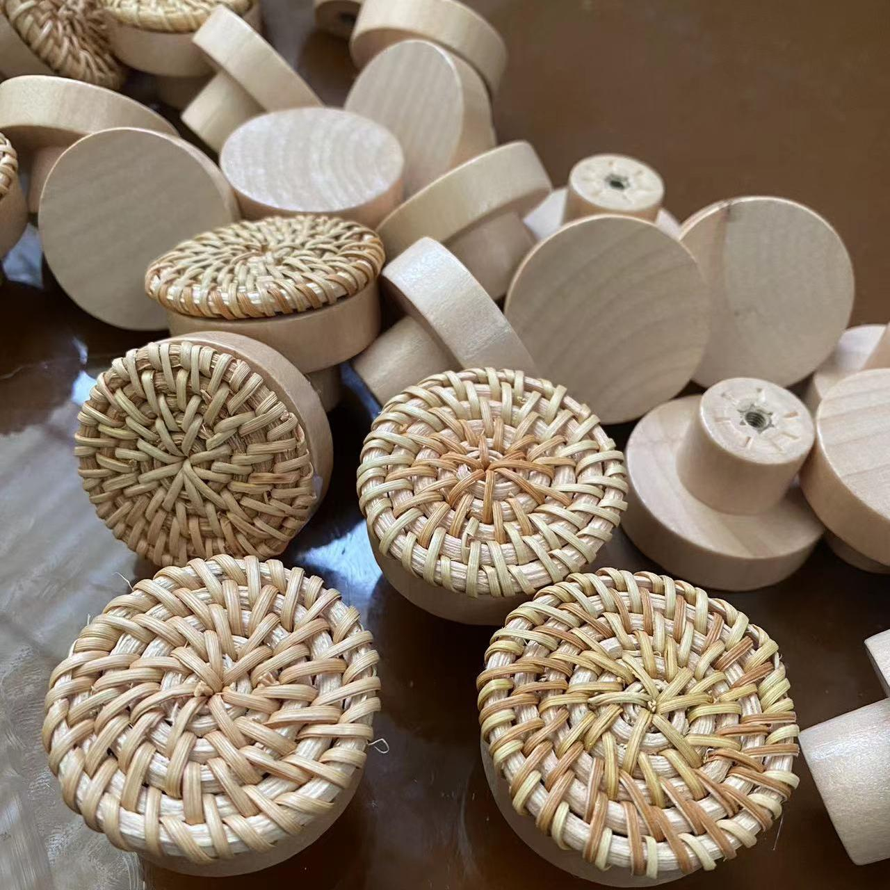 (Ø40mm) Rattan Schrankgriff Home Deko Möbelgriff Halte Knauf für Kommoden / Schränke / Schubladen / Türen - Braun