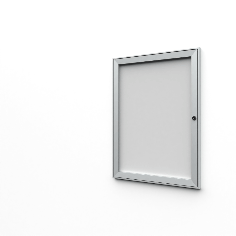 Vitrine d'affichage intérieure fond acier laqué cadre aluminium SCS