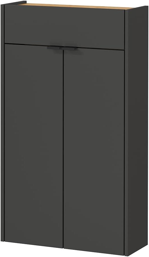 Lomadox Flurschrank Schuhschrank 56cm in grau mit Eiche ideal für schmale Flure, B/H/T ca. 56/97/22 cm
