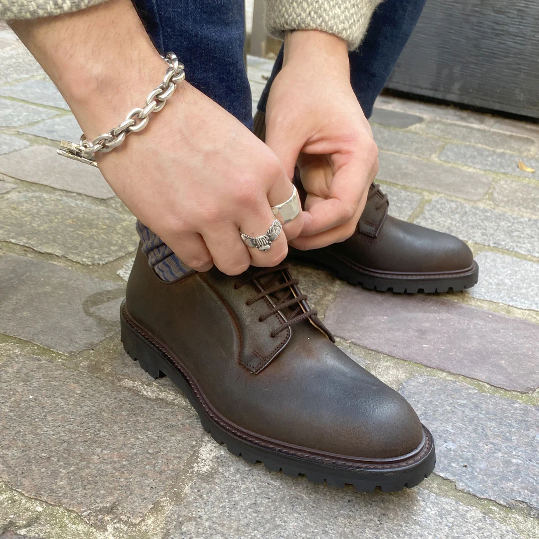 CROCKETT AND JONES - LANARK 3 ROUGH OUT DARKBROWN