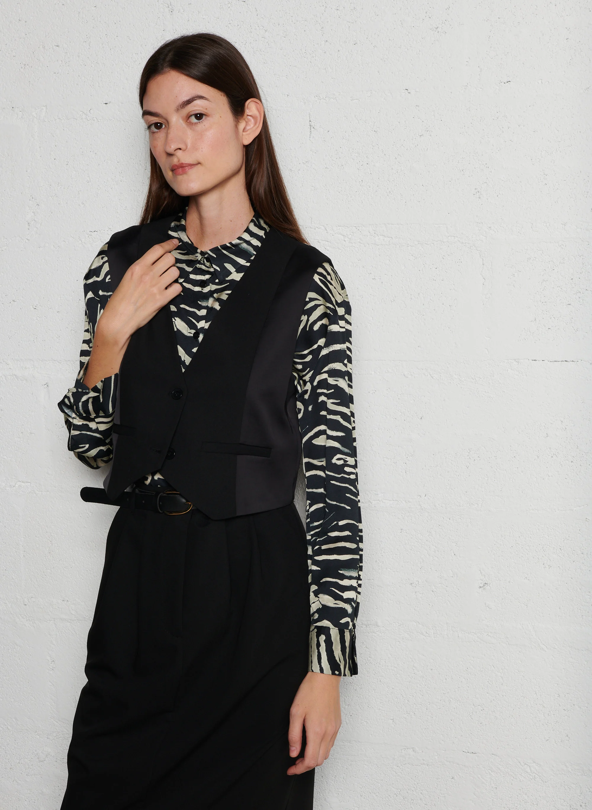 Gilet col V droit | Noir
