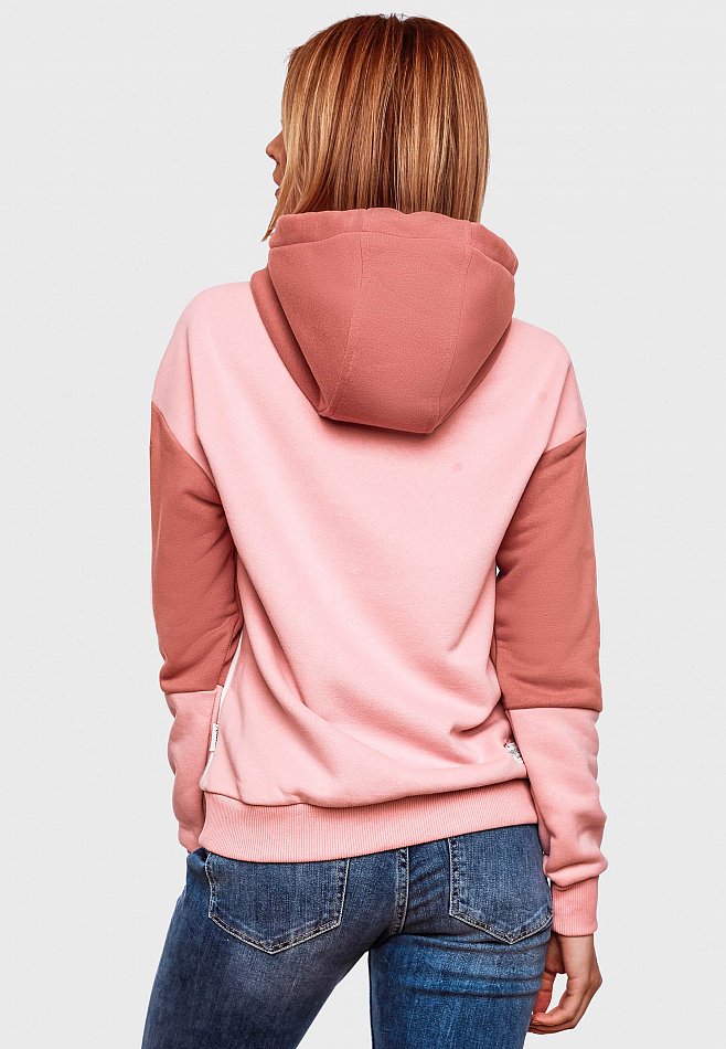 NAVAHOO Damen Kapuzensweatshirt Verspielter Hoodie Pullover im Colorblocking Look Babykätzchen