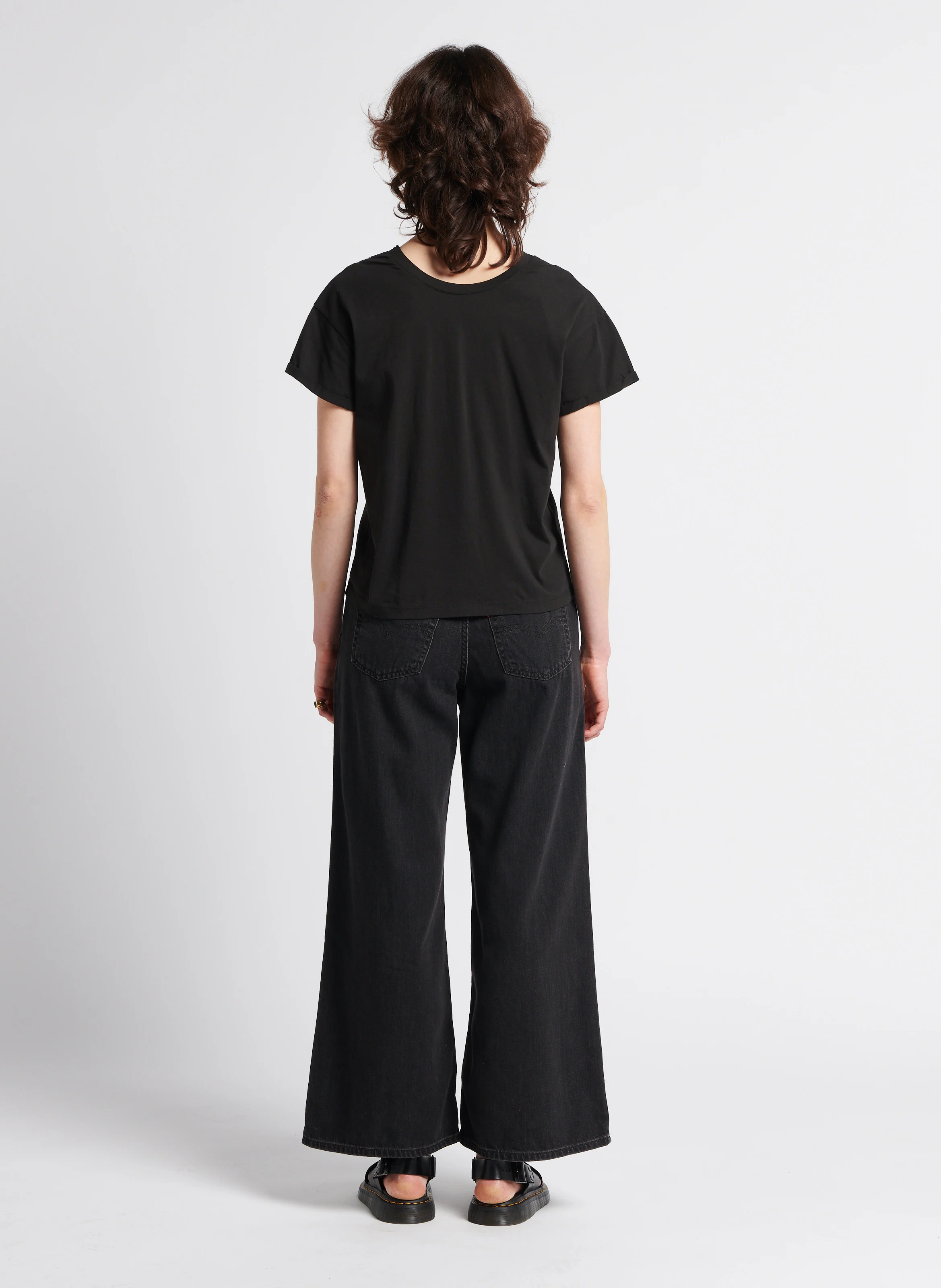 Tee-shirt réversible dentelle en coton | Noir
