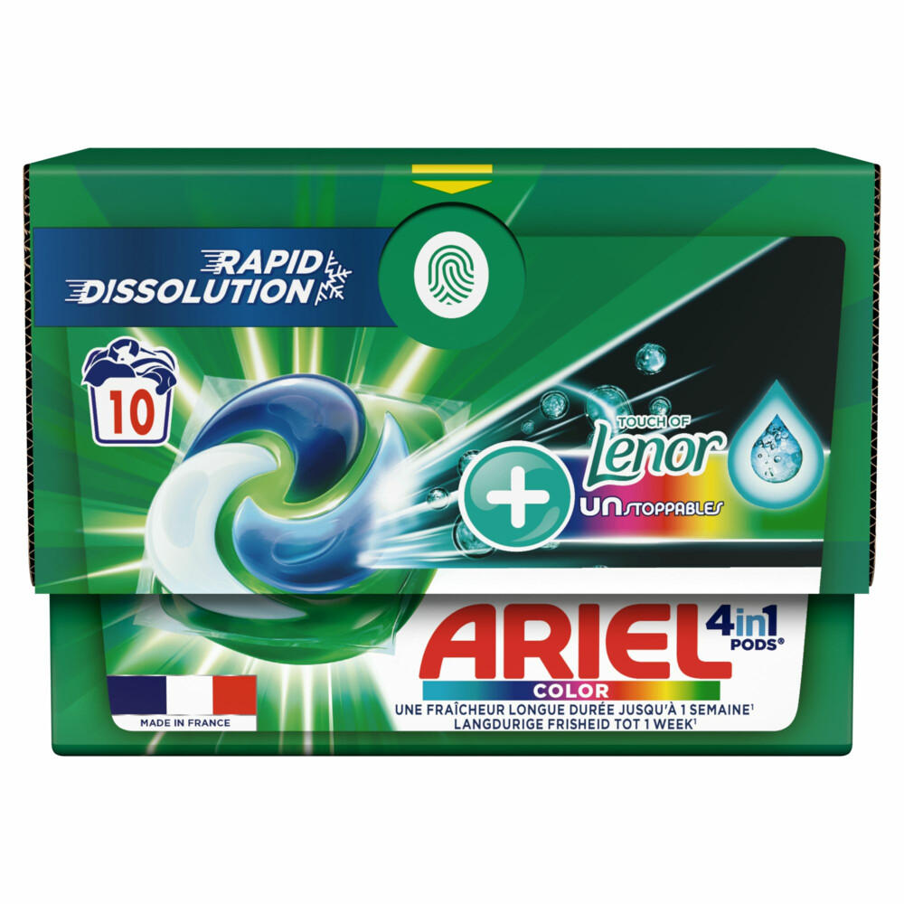 4x Ariel 4in1 Wasmiddel Pods Color Lenor Unstoppables10 stuks