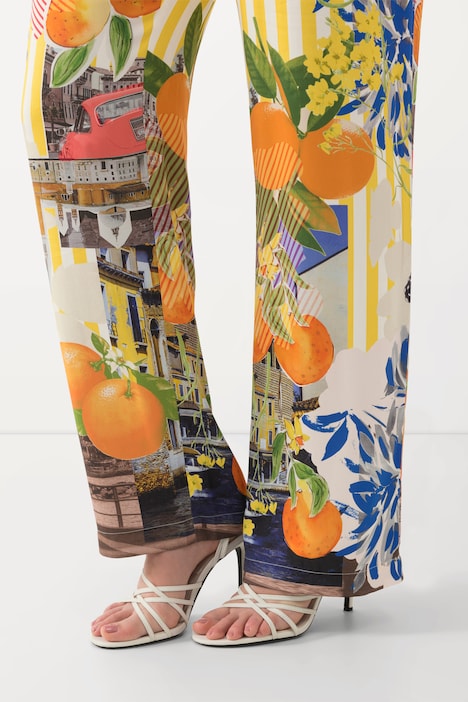 Hose, Orangen, Streifen, weites Bein, Komfortbund