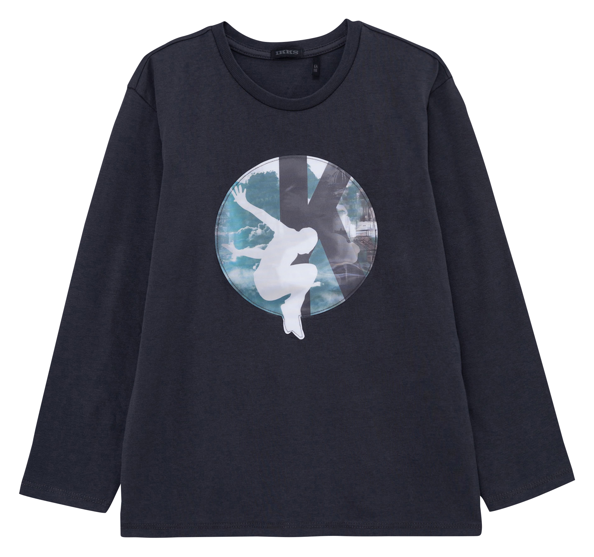 Tee-shirt droit col rond en coton | Bleu
