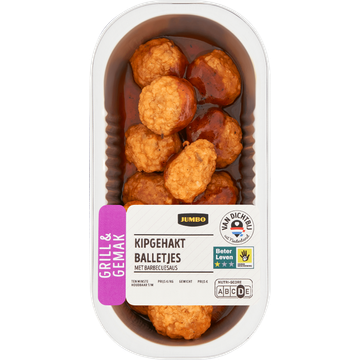 Jumbo Grill & Gemak Kipgehaktballetjes met Barbecuesaus 194 g