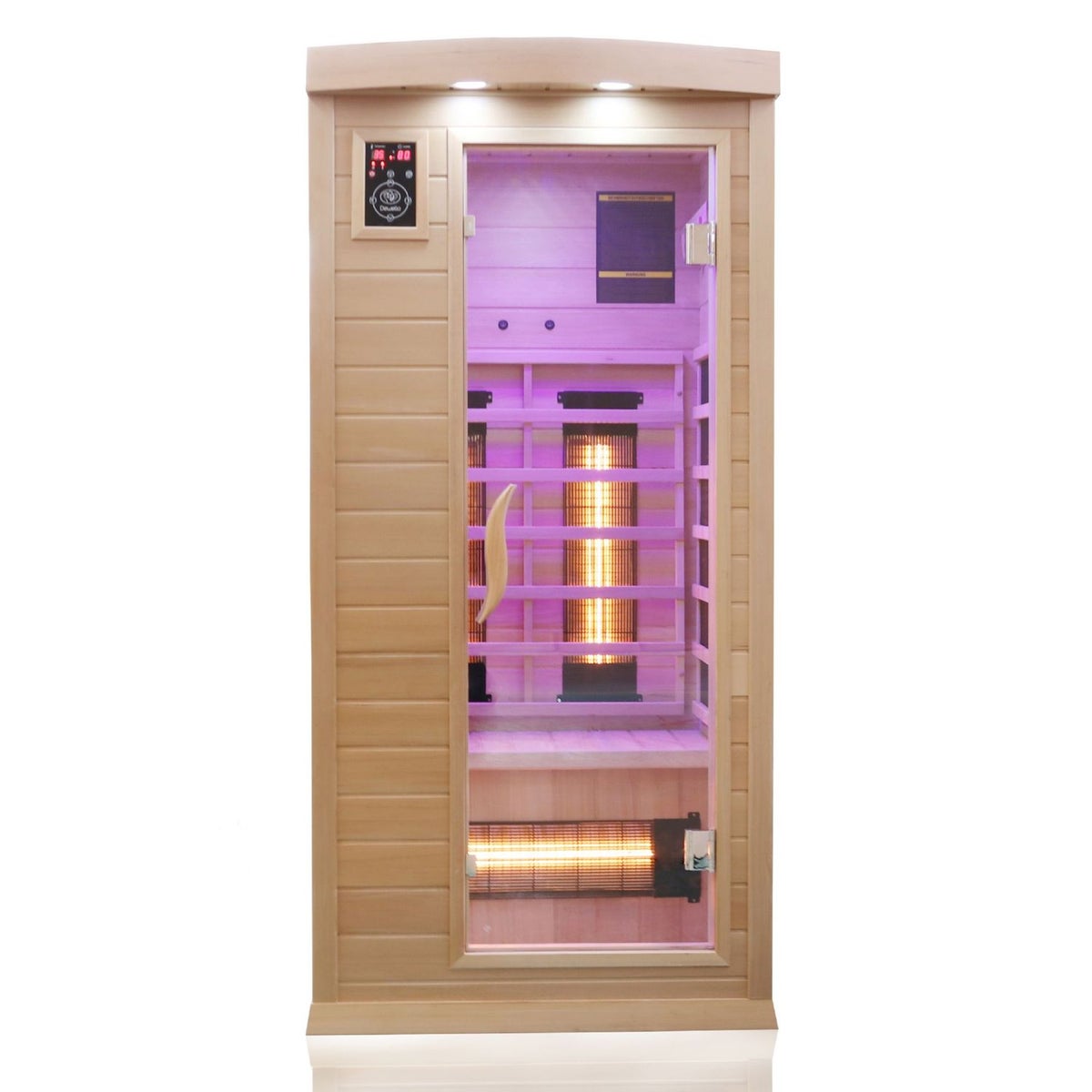 Dewello® Infraroodcabine Infraroodsauna PIERSON 90cm x 90cm incl. 3 full spectrum emitters, 3 koolstof emitters, gekleurd licht, LED