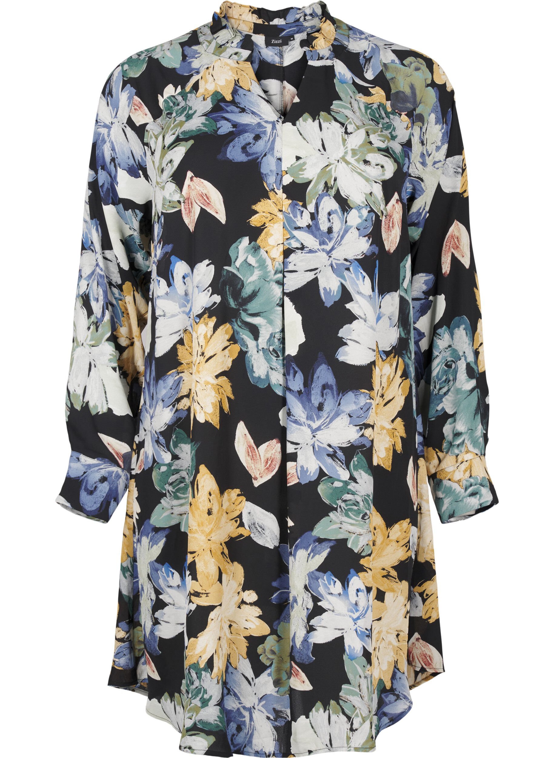 Langærmet kjole med blomsterprint