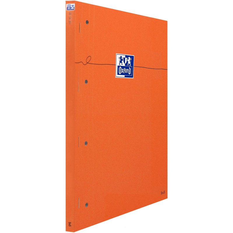 Bloc de bureau Oxford 23 x 29,7 cm orange agrafé - 5 x 5 mm - 80 feuilles perforées
