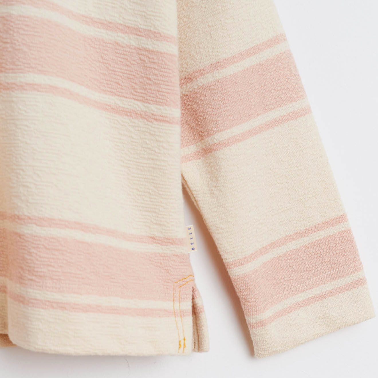 Bellerose Sweat Mazza en Coton rayé beige/rose