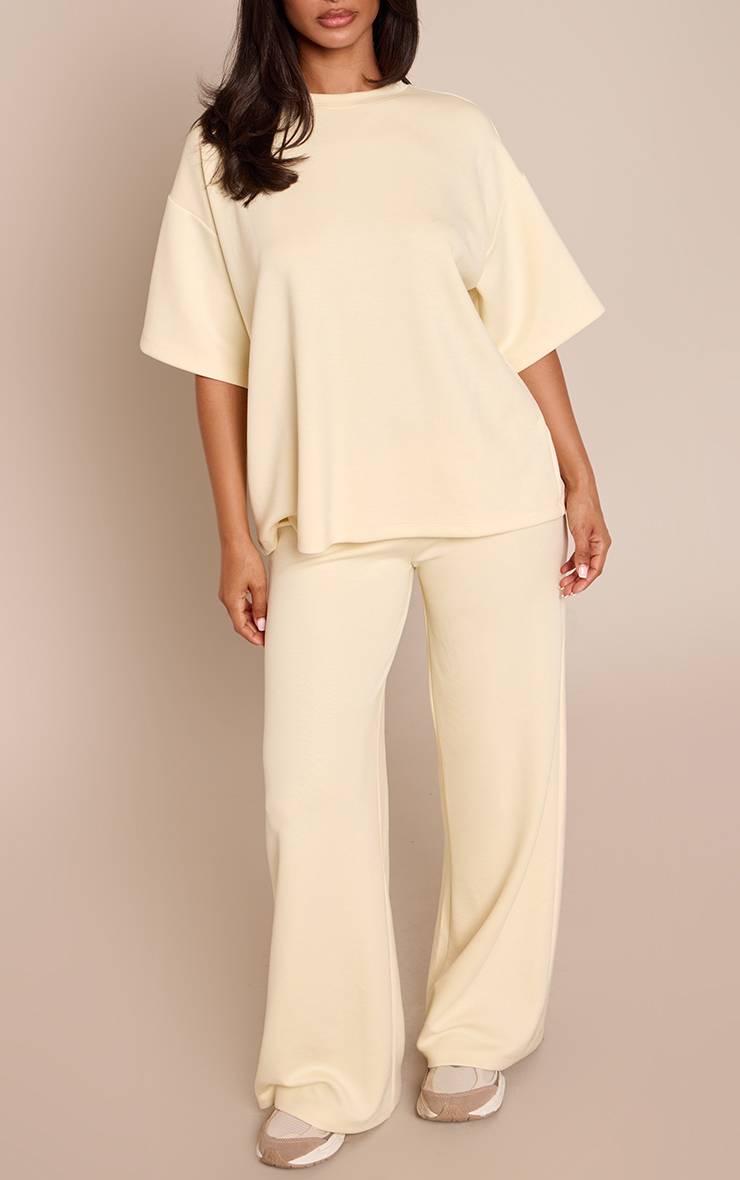 Butter Cream Pantalon Large Taille Élastiquée Toucher Doux Co-ord Petite
